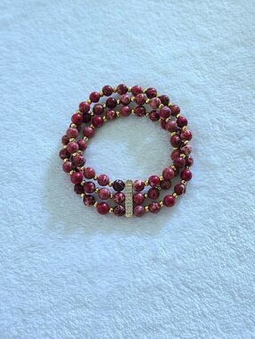 Iris & Lily Speckled Red❤️ Imperial👑 Jasper Stretch Bracelet